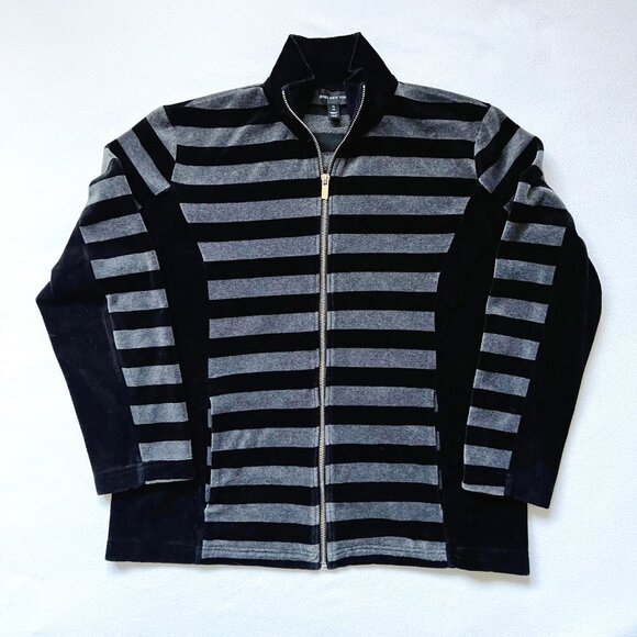 Jones New York Black and Gray Zipper Sweater - Medium - Picture 1 of 4